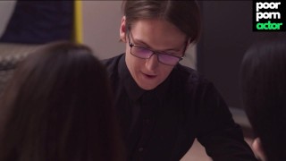 Naughty students have prepared a surprise for a submissive nerd