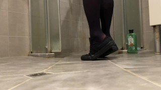 Masturbating in Bathroom in Thigh Socks and Wet Panties