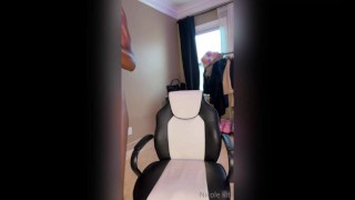 Ebony babe rating a fan's cock & vibing her clit until she cums