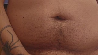 Chubby bear jerks off until he cums