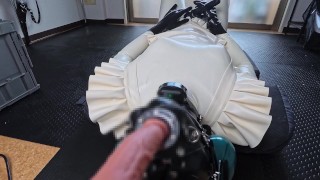 [latex] White rubber doll elevated deep throat blow job💜