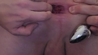 Gaping my asshole with two plugs