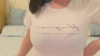 A pretty girl with big tits is waiting for you on the crib.