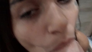 Cheating husband with big dick cums on cute neighbors face