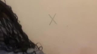 sexy slim ebony rubbing pussy on pillow and cums so hard finishing with vibrato