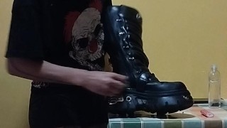 Polishing boots. Mistress duty. Feet&used shoes I have a surprise. New rock.