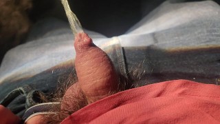 Pissing with the car lights on beautiful river spot