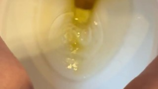 Puffy horny pussy desperate to push out pee