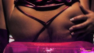 Giant tits slave lesbian rides a huge dildo in prison