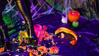 LittleMissTipToes - Halloween pumpkin tease, crush and trample in my popular thigh high boots