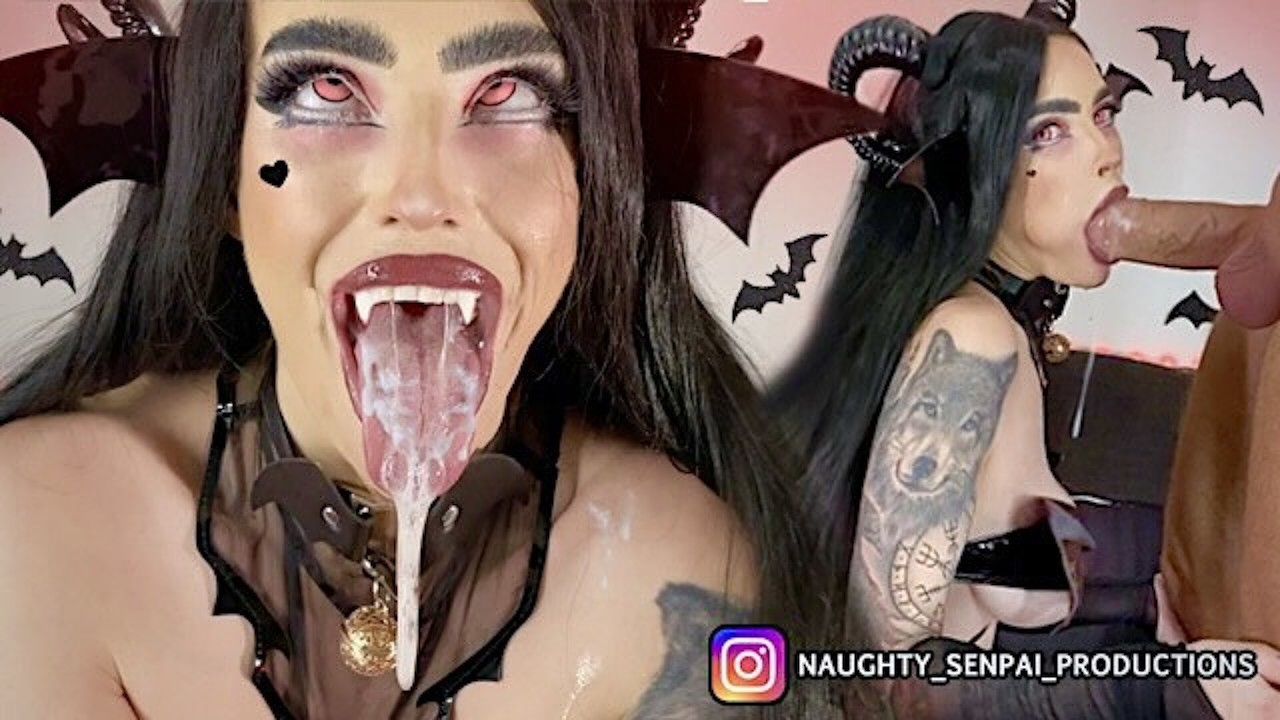 SUCK-CUBUS (Extended Cut) AHEGAO Goth Girl FUCKED! - Succubus Cosplay,  Nylon Feet, Blowjob & Facial