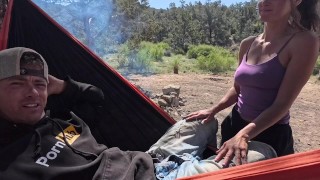 Camping Sex in the Hammock. Outdoor public