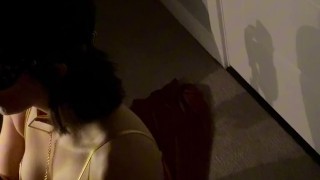 Princess Leia joins the dark side and takes a saber in her mouth and pussy to get a throatpie