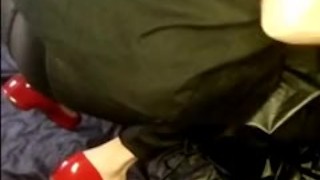 sissy crossdresser femboy fucks a beautiful big-ass brunette with his huge cock