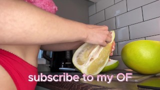 body art from a blonde student. Naked boobs making an appetizer