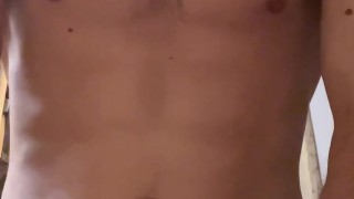 Muscular daddy in the sauna fucks you to orgasm