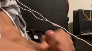Quick cum shot while watching a hot British guy jerkoff
