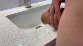 Pissing And Blowing 2 Loads in Hotel Bathroom