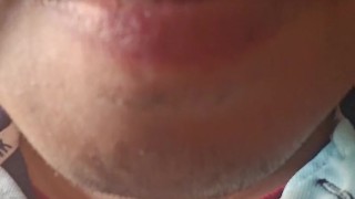 Asian man licking and smacking