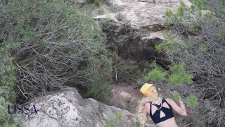 Outdoor yoga routine with a stranger