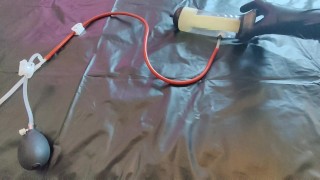 My new fuck machine destroying my tight ass with inflatable butt plug