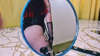 Halloween body worship. Witch magics and summons a slave.