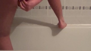 Fat guys masturbate his big dick and anal toy