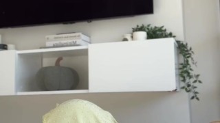 HOT BLONDE COLLEGE does yoga in summer dress!! (Talk Through)