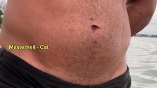 boy shows a nice black dick in public.