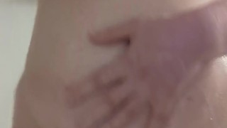 Thicc Pale Girl Plays With Her Tight Shaved Pussy and Big Tits in the Shower