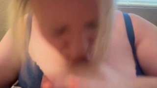 I really love sucking cock and playing with cum on my huge tits cum see my OF page for the cumshot