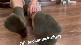 Hairy twink shows off his military socks after training