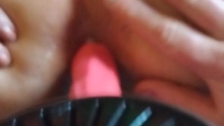 Asshole fucked aggressively with pink cock dildo