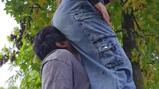 Facesitting in the park for my slave (public humiliation)