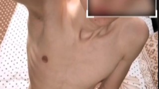 Skinny naked guy jerking off his dick