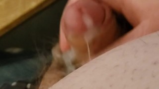 Chubby enby can't stop busting a nut after work