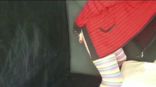 crossdresser sissy with woman play with dildos