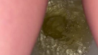 Girl had to pee so bad loud hissing into toilet