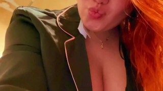 Redheaded stepsister goes shopping and does a strip tease in the fitting rooms trying on new clothes