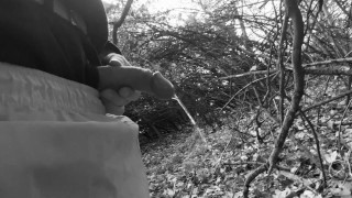Another woodland walk and piss desperation. Watch my cock grow and throb as piss squirts out