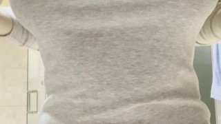 big fake tits in tight top hard nipple and boob play