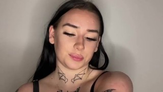 British teen dirty talks whilst running her tits in massage oil