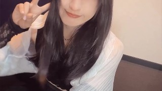 Individual video A video of a transvestite with long black hair quietly masturbating