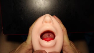 This is the best masturbator in the world and the dick is sticking out of the mouth