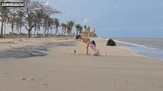 TWO LESBIAN GIRLS PLAYING ON THE BEACH THEY WERE CATCHED BY A TOURIST AND HAD THEIR ASS FUCKED