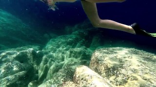 Butt Plug ON n panties OFF # Hot wife Naked underwater snorkeling