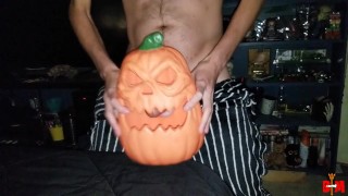 Wearing a Jack skeleton onesie, and fucking my jack-o-lantern sextoy! Happy Halloween 2024