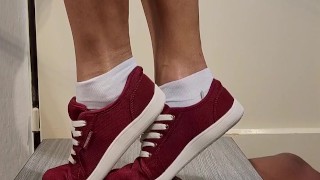 Barbie cock and ball trample with red sneakers No.42