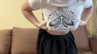 Beautiful brunette without underwear shaking her big tits