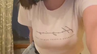 Sexy college girl prying under the football